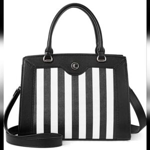 Black & White Striped Tote Handbag - Elegant Everyday Carry